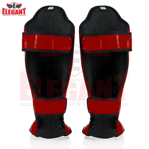 Protège-tibias et protège-pieds en cuir pour Muay Thai, Kickboxing, MMA – Équipement d'entraînement et de combat avec fermeture auto-agrippante - Product Image 2