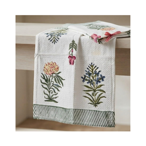 Serviette de cuisine brodée motif oiseau en coton 40x60cm 180GSM 200TC, torchon gaufré OEKO-TEX BSCI, faible MOQ, OEM ODM Inde pour hôtels - Product Image 5