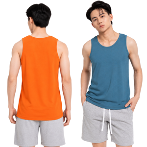 Camiseta sin mangas de algodón blanca para hombre, cuello redondo, color sólido, estilo casual, transpirable, tejido de punto - Product Image 3