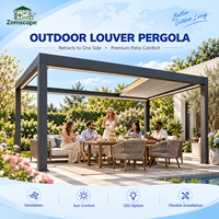 Pergola bioclimatique à toit coulissant en aluminium de qualité commerciale, résistante au vent, pour restaurant, terrasse extérieure