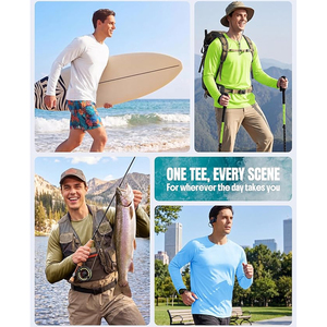 <b>Men's</b> Eco-Friendly <b>Long</b> <b>Sleeve</b> Rash Guard Black Quick Dry 160g Polyester Plain Dyed Digital Print ELINE SPORTS Sport Shirt Adult - Product Image 6