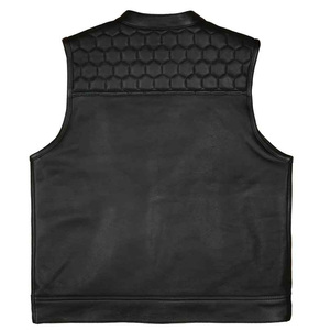 Chaleco de Motociclista Acolchado de Cuero Vacuno Genuino Negro Premium para Hombre, Transpirable, para Invierno, con Cuello Alto y Sin Mangas - Product Image 4
