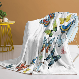 Coperta in pile di flanella con farfalle, morbida e leggera per divano, ufficio, letto, viaggi, multiuso - Product Image 1