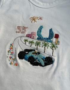 Unique Design <b>White</b> Ribbed Cotton Sleeveless Tank Top <b>Women</b> Slim Fit <b>Vest</b> Beaded Olive Garnish Embroidery Summer Casual Clothing - Product Image 2