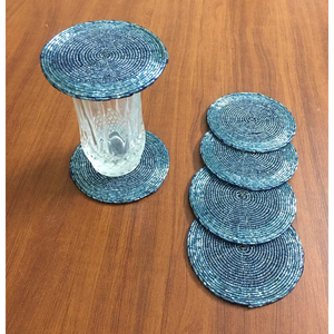 Posavasos de Vidrio con Cuentas Rústicas, Resistentes a los Arañazos, para Decoración de Cocina, Hechos a Mano - Product Image 1