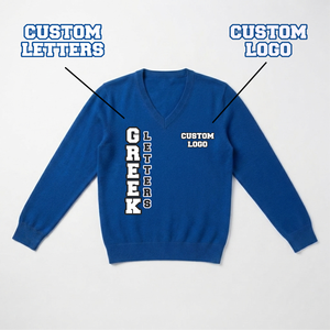 Cardigan grec boutonné en chenille bleu roi pour femme, col en V, couleur unie, avec logo brodé, personnalisable OEM/ODM - Product Image 4