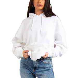 Sudadera de punto de algodón 100% de peso pesado transpirable de gran tamaño con hombros caídos para mujer, sudadera informal de invierno con logotipo impreso en 3D personalizado - Product Image 3