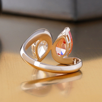 Bague en diamant de laboratoire taille poire rouge vif, or 14 carats, couleur rare, bijoux fins, bagues fantaisie tendance