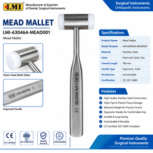 Maillet chirurgical manuel à double tête en acier inoxydable avec pointes en téflon pour usage dentaire, orthopédique et neurochirurgical - Réutilisable CE - Product Image 6