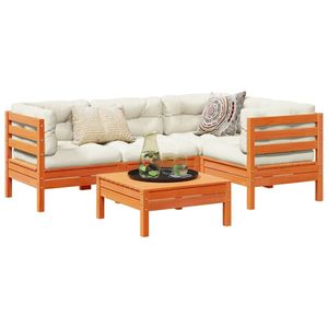 Set di divani da giardino modulari da 5 pezzi in legno di pino massiccio marrone cerato, mobili da esterno resistenti ed eleganti - Product Image 1