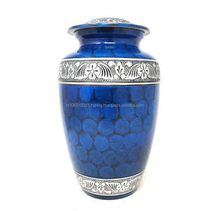 Urna Funeraria de Alta Calidad, Grabada, Estilo Americano Azul, para Cenizas Humanas, de Aluminio, para Adultos - Product Image 2