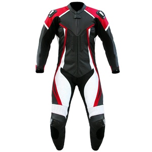 Unisex Full Sleeve Genuine Leather 220g Motorcycle Suit Color Blocked <b>Waterproof</b> Racing Wear Winter Adult Size Custom Logo Front - Product Image 1
