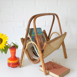 Desk organizer <b>hand</b>-made rattan magazine holder office essentials <b>file</b> newspaper rack stand - Product Image 5