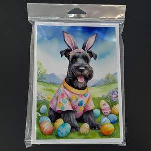 Whimsical A7 Size 5x7 Blank Note <b>Cards</b> <b>Pack</b> of 8 <b>Easter</b> Egg Hunt Schnauzer Greeting <b>Cards</b> with Envelopes - Product Image 3