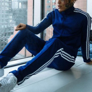 Manufacturer Wholesale Custom <b>Plain</b> Gym <b>Tracksuit</b> With Side Stripes 100% Cotton Mens Casual Light Green Sport Suit - Product Image 5