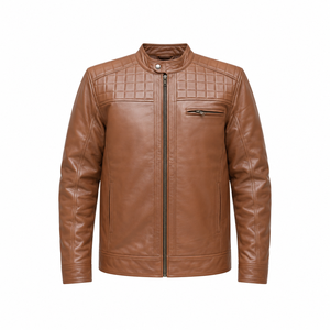 Chaqueta de Cuero para Hombre, Estilo Invernal, Cuello Alto, Piel de Vaca, Impermeable, Ecológica, con Logotipo Frontal, Gran Venta - Product Image 1
