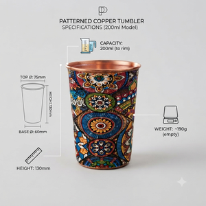 Handcrafted Printed Pure <b>Copper</b> Drinking Glass Ayurvedic Water Tumbler Designer <b>Copper</b> Cup for Home Kitchen Hotel Wholesale OEM - Product Image 5