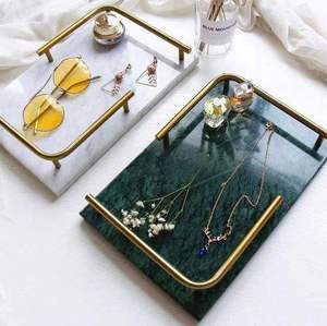 Custom Size Handmade Resin Food Serving <b>Tray</b> <b>Gold</b> Metal Handles Dishwasher Safe <b>Mirrored</b> Finish for Modern Kitchen Restaurant - Product Image 3