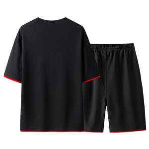 Ensemble de shorts en coton pour homme, 2 pièces, vêtements de sport respirants, séchage rapide, ensemble de survêtement de gym, t-shirt à manches courtes, ensemble de shorts de sport - Product Image 4