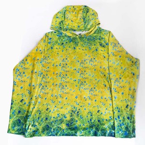 Sudadera con Capucha de Manga Larga para Hombre, Estampado por Sublimación, Protección UPF 50 Anti-UV, Ropa de Pesca, Patrón Amarillo y Verde - Product Image 6