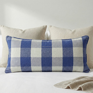 Hand-knotted Woven Lumbar 30X50 Pillowshams Designer Sustainable Indian 100% Cotton Cushion <b>Cover</b> on Cheap Price - Product Image 5