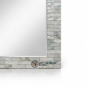 Espejo de Pared Redondo de Lujo con Incrustaciones de Madreperla, Hecho a Mano, con Marco Gris, Diseño Art Deco, Decoración Ecológica para Bodas - Product Image 4