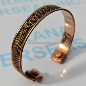 กำไลข้อมือทองแดงแท้แบบแม่เหล็กสมัยใหม่ แรงแม่เหล็กสูง บำบัดด้วยพลังแม่เหล็กชีวภาพ เป็นมิตรกับสิ่งแวดล้อม ผลิตภัณฑ์เพื่อสุขภาพระดับโลก งานฝีมือโลหะ - Product Image 5