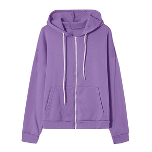 Sweat-shirt à capuche pour femme grande taille avec fermeture éclair, en polaire confortable, à la mode, avec cordon de serrage et grandes poches, pour l'hiver - Product Image 3