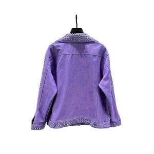 New Style High Quality Spring Heavy Beaded Rhinestone <b>Denim</b> <b>Jacket</b> Casual Loose Diamond Work Design Decoration - Product Image 5