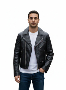 Chaqueta de cuero estilo bomber genuina, totalmente personalizada, con diseño moderno y elegante, cremallera de calidad, para hombre. - Product Image 6