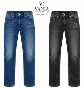 Jeans de Mezclilla Azul para Hombre, Estilo Vintage, Corte Holgado, Peso Medio, Tejido Desgastado, Servicio OEM Personalizado - Product Image 1