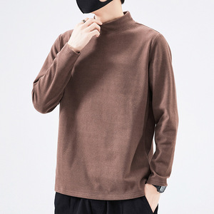 เสื้อยืดคอกลมแขนยาวผู้ชายคุณภาพสูง สีขาวล้วน ผ้าคอตตอนผสม สไตล์ลำลอง ทรงเข้ารูป เสื้อซับในคอเต่า - Product Image 6