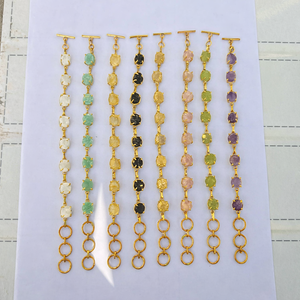 กำไลข้อมือคริสตัลอเมซอนไนต์ธรรมชาติ ชุบทอง ทำด้วยมือ เครื่องประดับพลอยดิบสำหรับผู้หญิง - Product Image 4