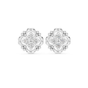 Pendientes de Oro Blanco de 14K con Diamantes Cultivados en Laboratorio, Redondos, para Uso Diario, para Mujer |   Diamante Cultivado Nuevo - Product Image 1