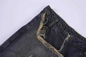 Pantalon en jean vintage délavé pour homme, style crayon, effet moustaches, tendance - Product Image 4