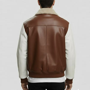 Vestes en cuir véritable pour hommes, en peau d'agneau véritable cirée, noires, à capuche, style bomber, avec capuche amovible, veste d'hiver pour hommes - Product Image 2