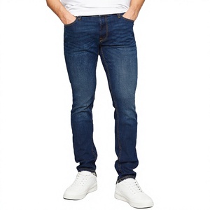 Jean droit décontracté pour homme en denim de coton et élasthanne respirant de haute qualité, coupe droite, bleu clair, avec logo personnalisé, style streetwear - Product Image 5