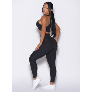Latest Custom Black OEM Women's Contour <b>Leggings</b> & Bra Set <b>With</b> <b>Pockets</b> 2 Piece Women Fitness Set New High Waist Yoga <b>Leggings</b> - Product Image 4