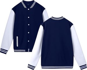 เสื้อแจ็คเก็ตวาร์ซิตี้บุรุษ สีกรมท่า-ขาว แบบมีบล็อกสี ระบายอากาศได้ดี ติดกระดุมแบบ Snap  ทรงบอมเบอร์สไตล์วิทยาลัย - Product Image 2