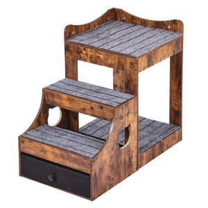Letto a castello multi-livello rimovibile per animali domestici con scale e contenitore, lettino da finestra per cani/gatti, elegante divano letto per animali domestici - Product Image 1