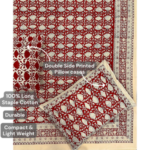 Cotton King Flat Bed Jaipur Hand Block Print Eco Friendly Soft Breathable Durable 200TC All Season <b>Bedding</b> <b>Set</b> Boho Design Home - Product Image 4