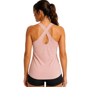 เสื้อกล้ามทรง Racerback สีชมพูอ่อนสำหรับผู้หญิง พิมพ์ลายแมว แขนกุด เหมาะสำหรับออกกำลังกาย โยคะ ฟิตเนส วิ่ง ชุดออกกำลังกาย ระบายเหงื่อได้ดี รับผลิตตามแบบ OEM - Product Image 2