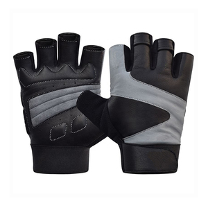 <b>Half</b> Finger Gym Gloves PU Leather Mesh Breathable Non <b>Slip</b> Adjustable Wrist Strap for Weight Lifting Fitness Workout Unisex - Product Image 6