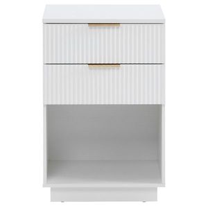 Comodino FCH a due cassetti con motivo ondulato, in P2 Density Board bianco, con cassetto frontale - Product Image 2
