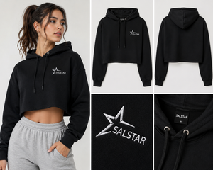 Custom Black <b>Cropped</b> Hoodie for <b>Women</b> Oversized Pullover Sweatshirt Private Label Streetwear Clothing Manufacturer - Product Image 5