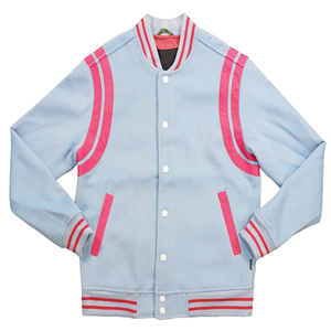 เสื้อแจ็คเก็ตวาร์ซิตี้สีฟ้าอ่อนสำหรับผู้ชาย ทรงปกติ ผลิตจากโพลีเอสเตอร์ผสมผ้าฝ้าย ปิดด้วยกระดุม สไตล์ลำลอง เหมาะสำหรับใส่ในฤดูใบไม้ร่วง - Product Image 2