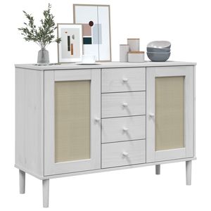 Senja Rattan Look <b>White</b> Solid <b>Wood</b> Pine <b>Sideboard</b> 44.1"x15.7"x31.5" - Product Image 3