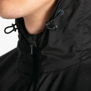 <b>Black</b> Hooded <b>Windbreaker</b> Jacket Men Lightweight Waterproof Breathable Soft Shell Outerwear Zipper Front for Running Hiking - Product Image 4