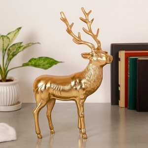 Figurine de cerf élégante finition or, pièce d'appoint de table pour la décoration de salon contemporain et les étagères - Product Image 1