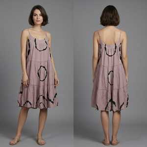 Midi <b>Dress</b> Spaghetti Strap Boho Loose Fit Tiered Hem Summer Casual Woven Viscose Print A-Line - Product Image 3